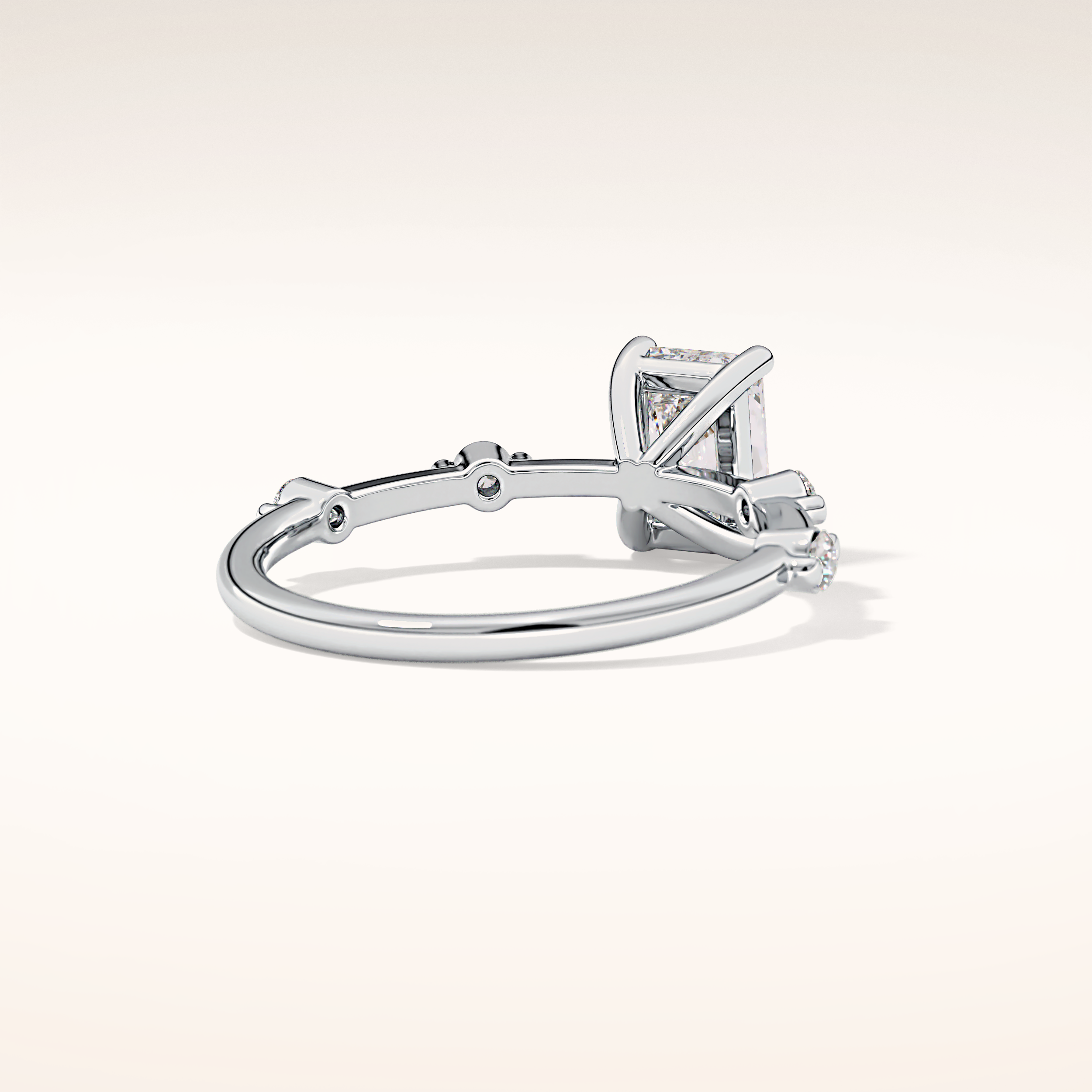 1.21 CT Radiant Shaped Dainty Pave Moissanite Engagement Ring