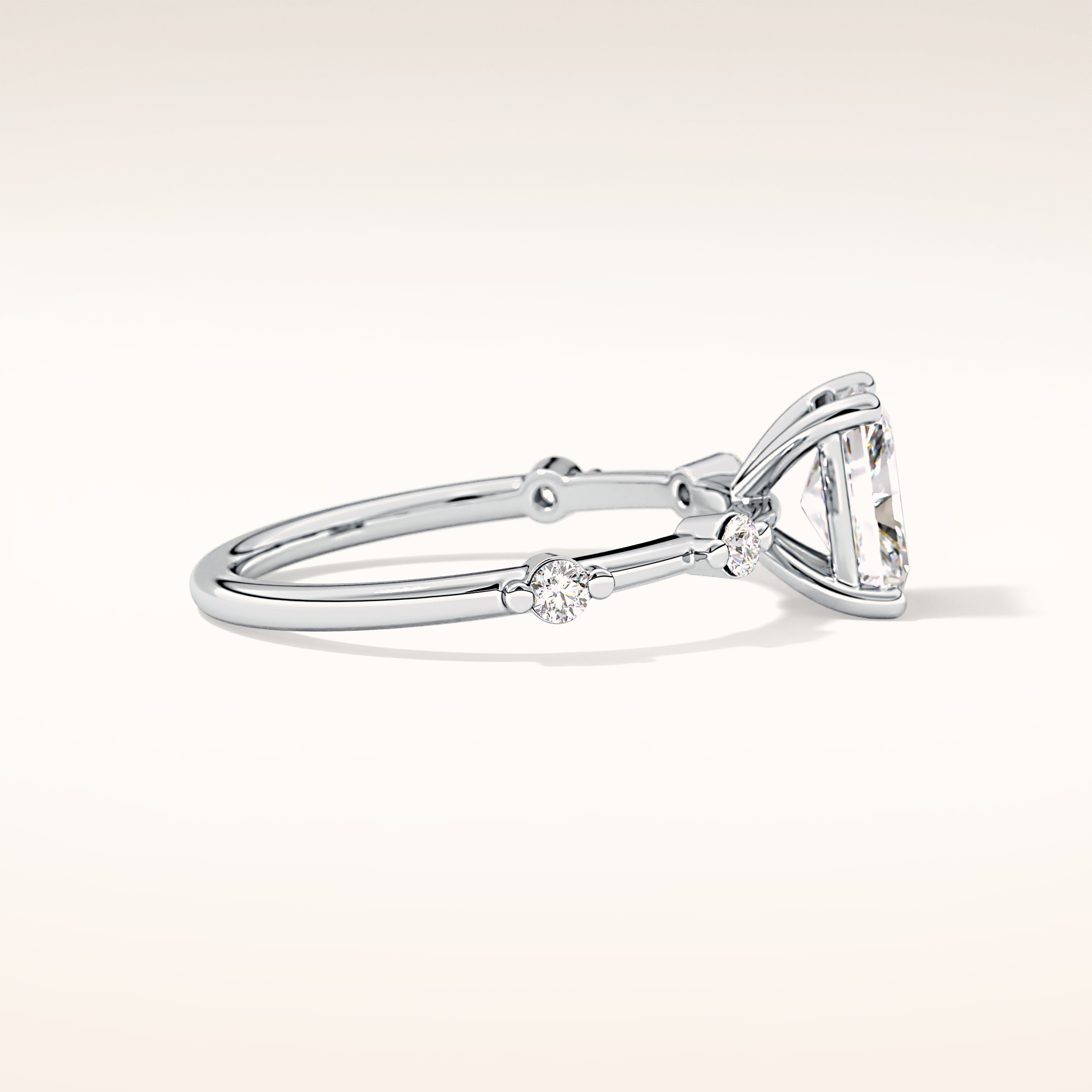 1.21 CT Radiant Shaped Dainty Pave Moissanite Engagement Ring