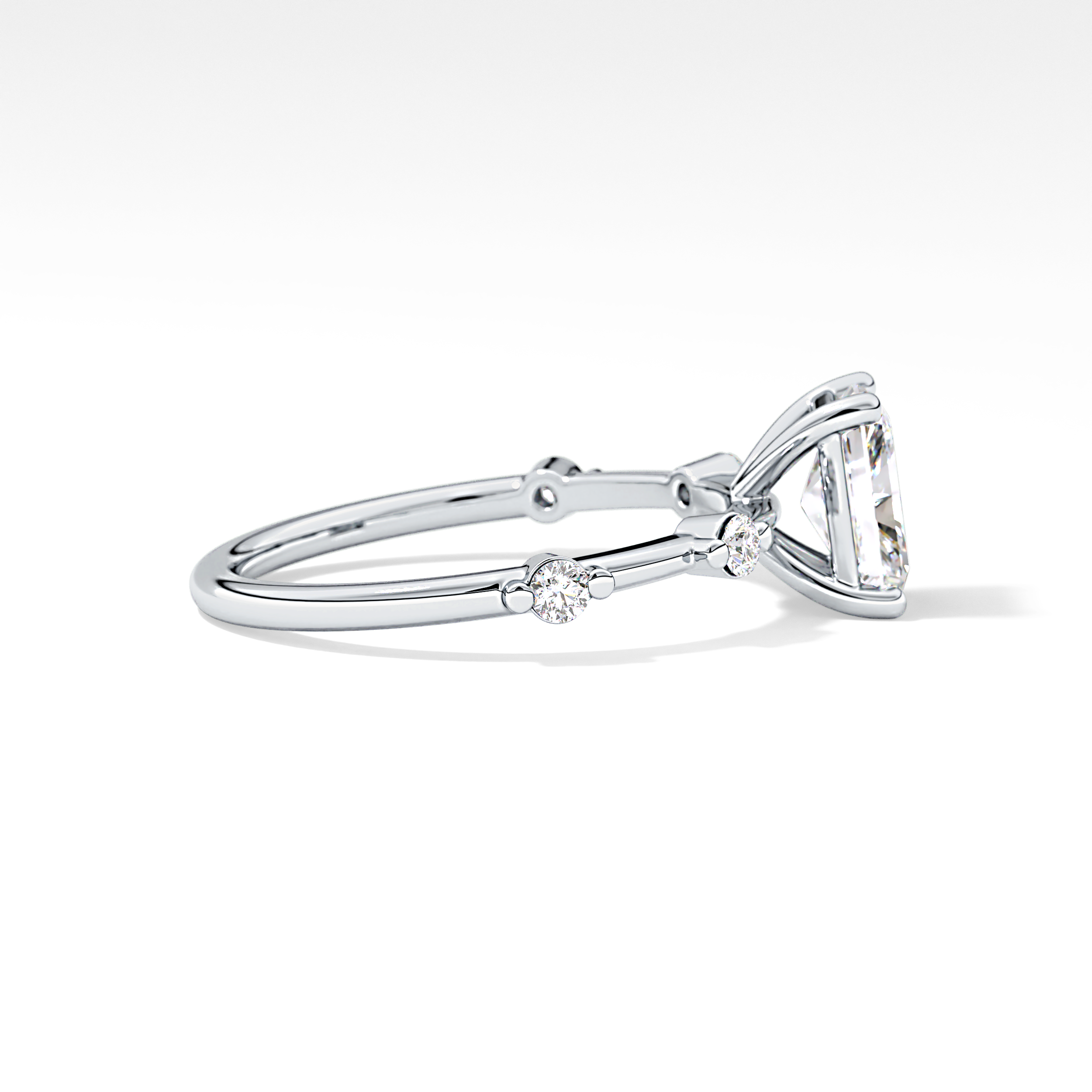 Radiant Dainty Pave Lab Grown Diamond Engagement Ring