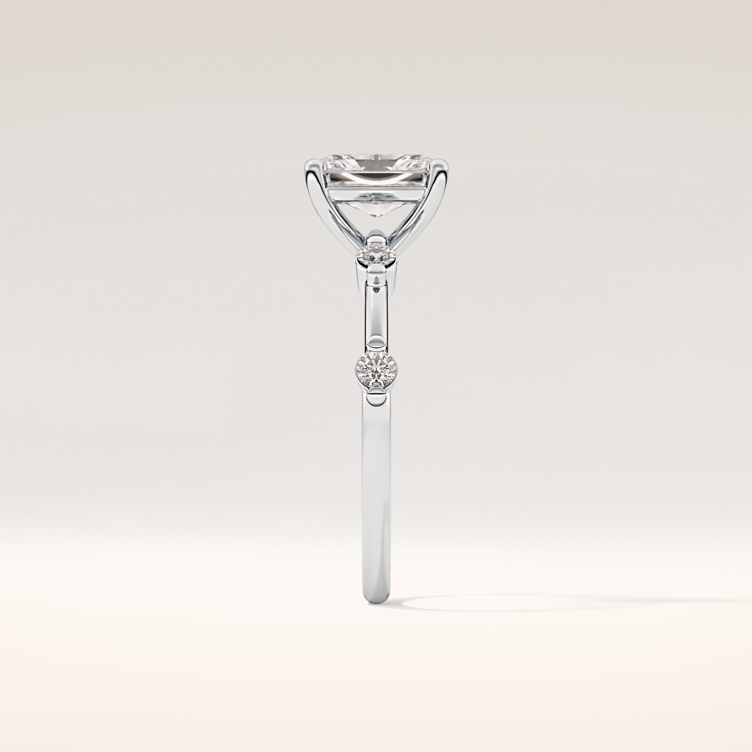 1.21 CT Radiant Shaped Dainty Pave Moissanite Engagement Ring