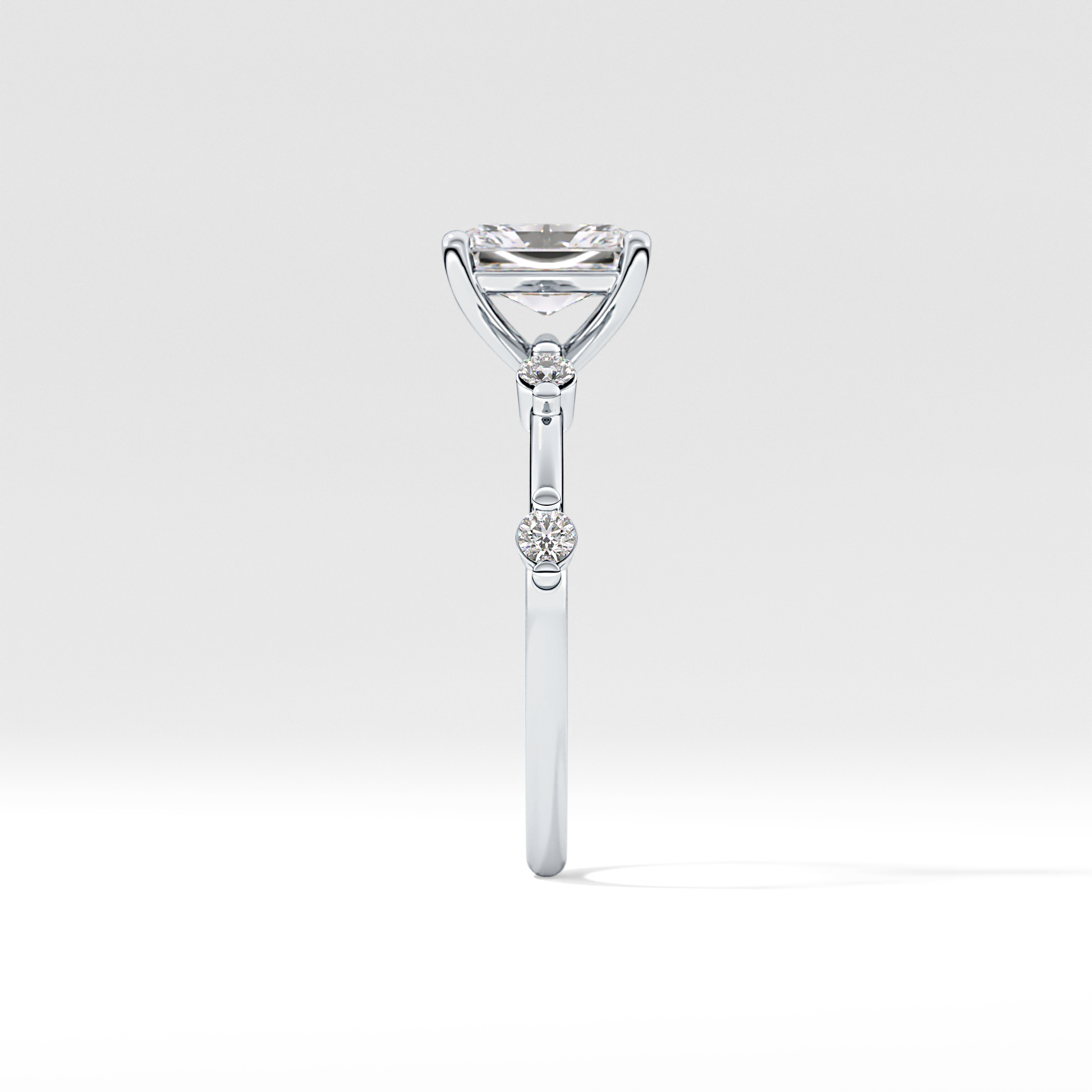 Radiant Dainty Pave Lab Grown Diamond Engagement Ring
