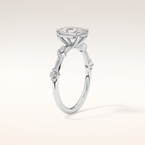 1.21 CT Radiant Shaped Dainty Pave Moissanite Engagement Ring