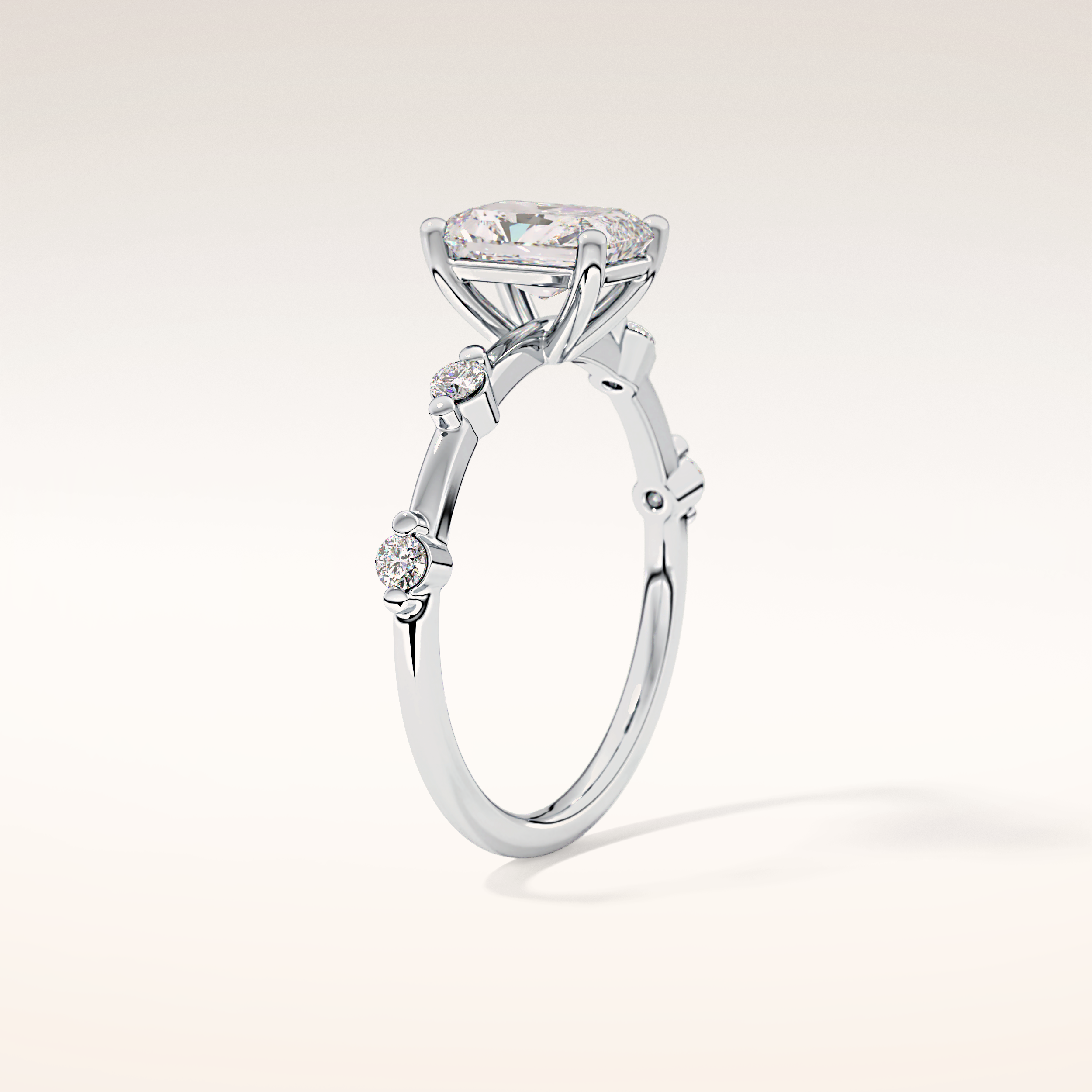 1.21 CT Radiant Shaped Dainty Pave Moissanite Engagement Ring