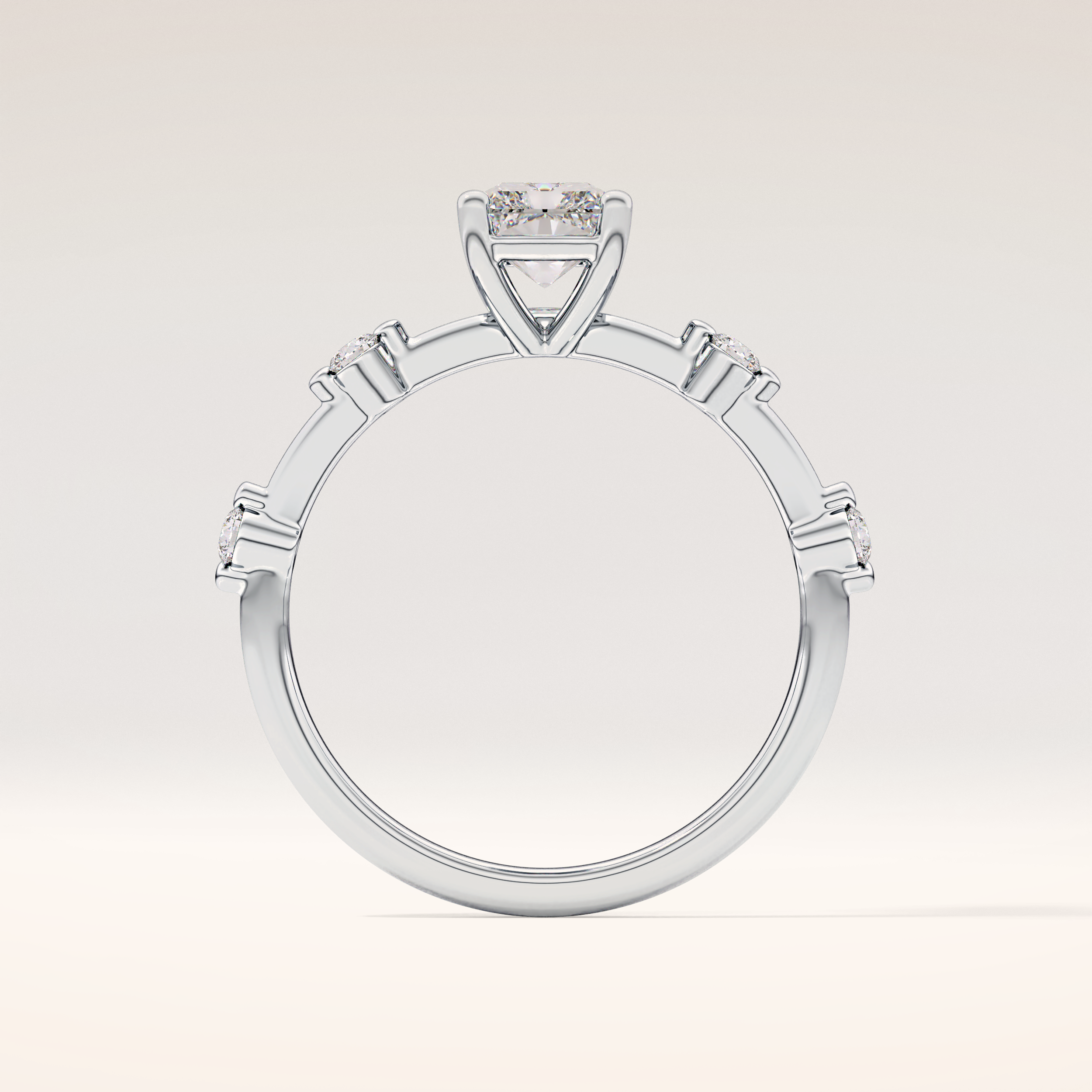1.21 CT Radiant Shaped Dainty Pave Moissanite Engagement Ring