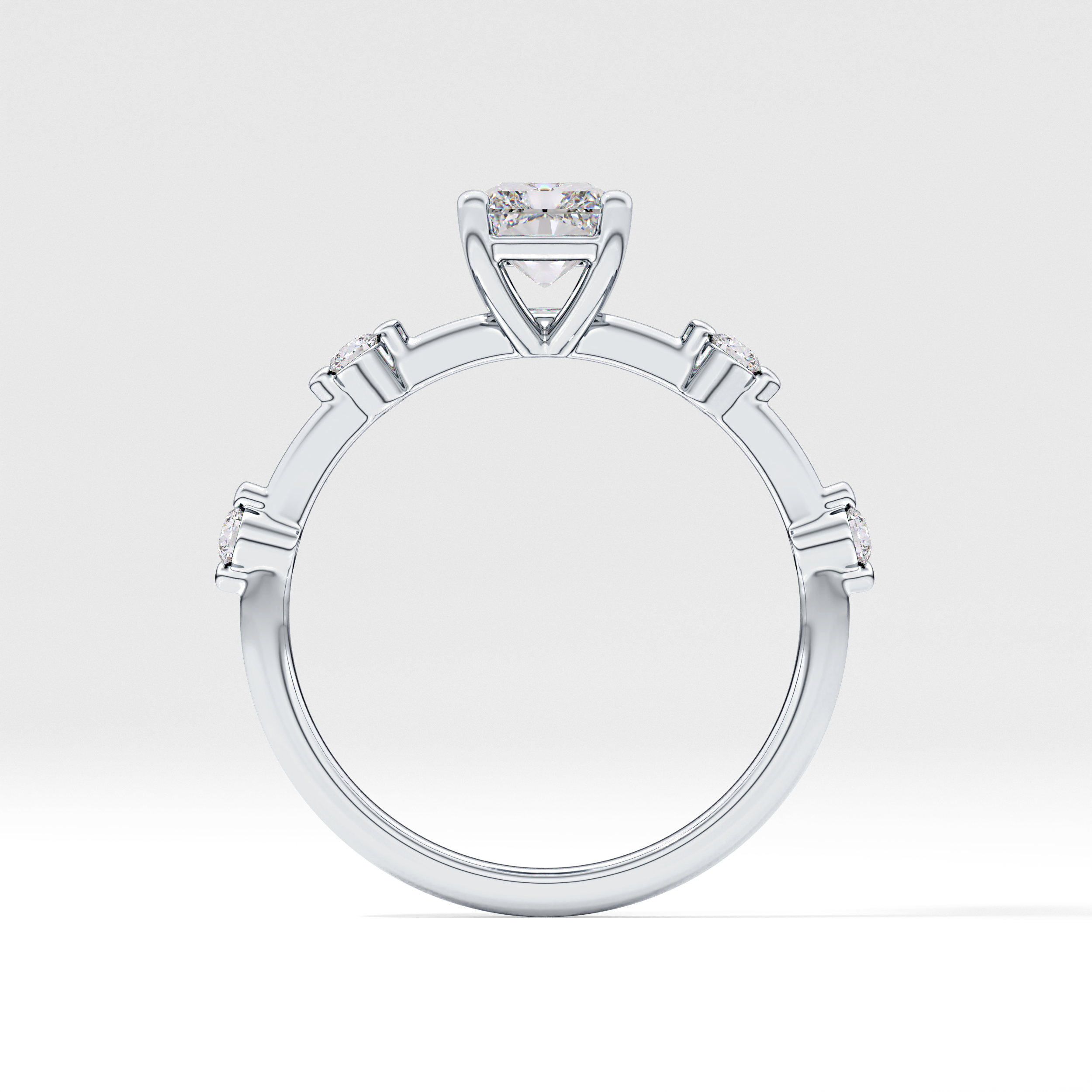 Radiant Dainty Pave Lab Grown Diamond Engagement Ring