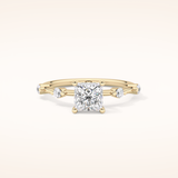 1.04 CT Princess Shaped Dainty Pave Moissanite Engagement Ring