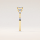 1.04 CT Princess Shaped Dainty Pave Moissanite Engagement Ring