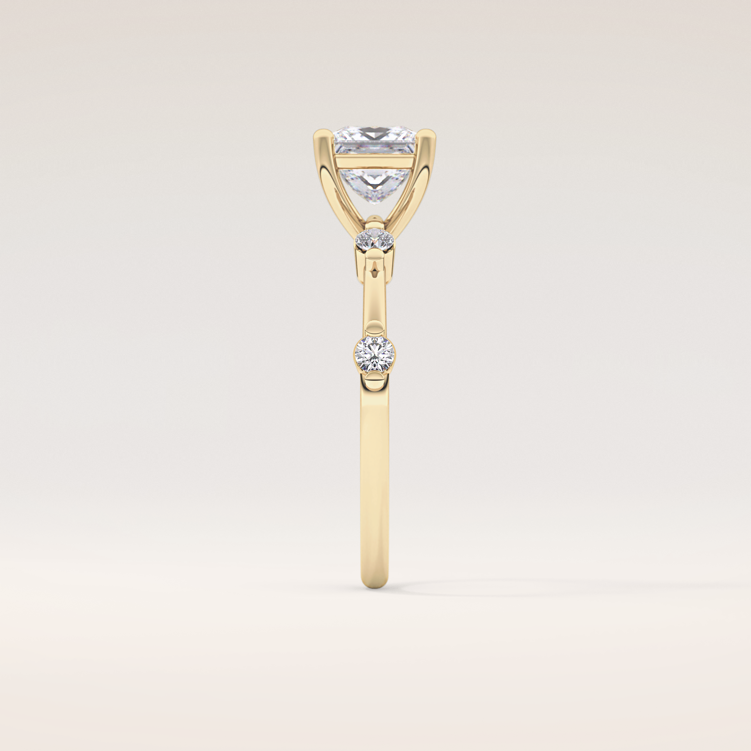 1.04 CT Princess Shaped Dainty Pave Moissanite Engagement Ring