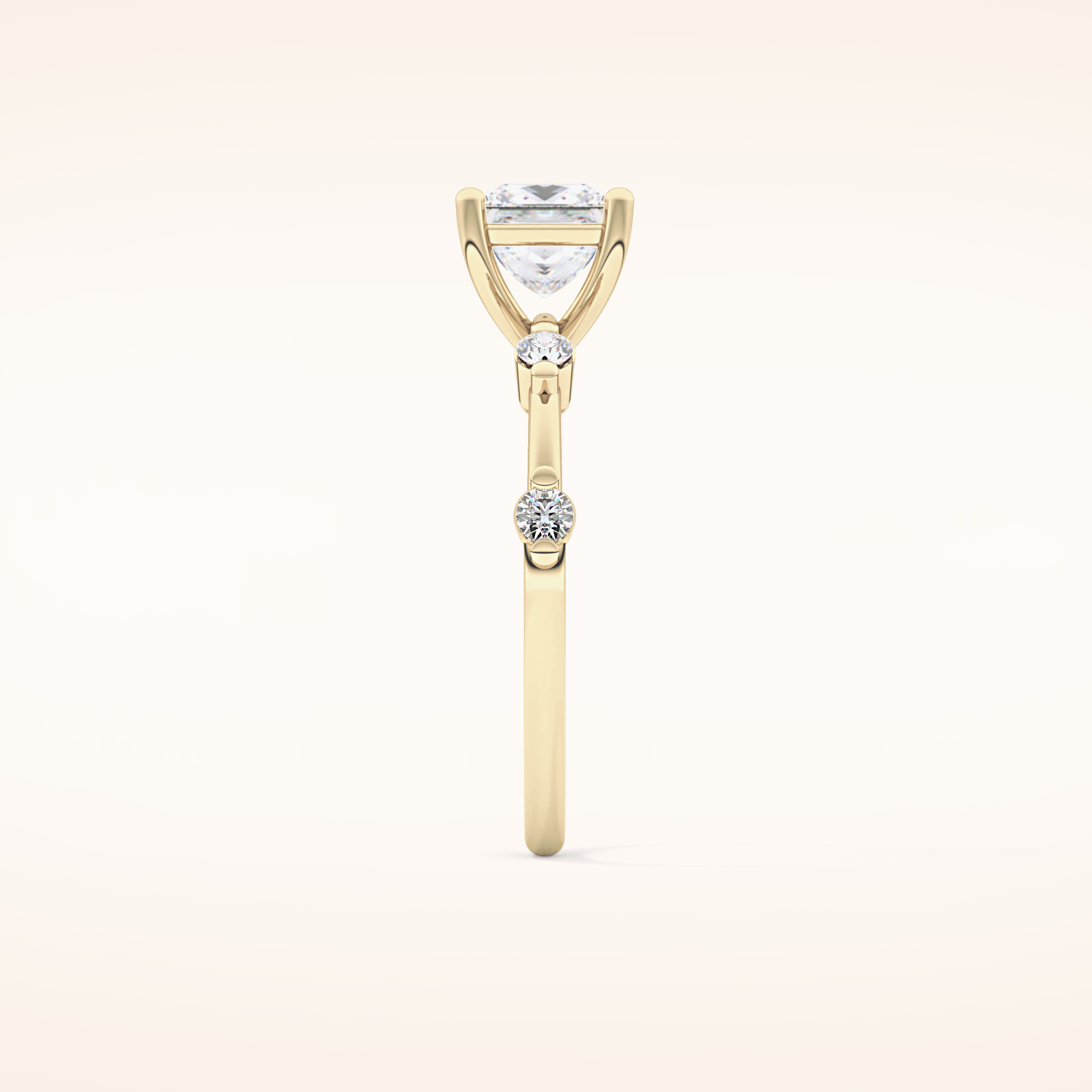 1.04 CT Princess Shaped Dainty Pave Moissanite Engagement Ring