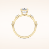 1.04 CT Princess Shaped Dainty Pave Moissanite Engagement Ring