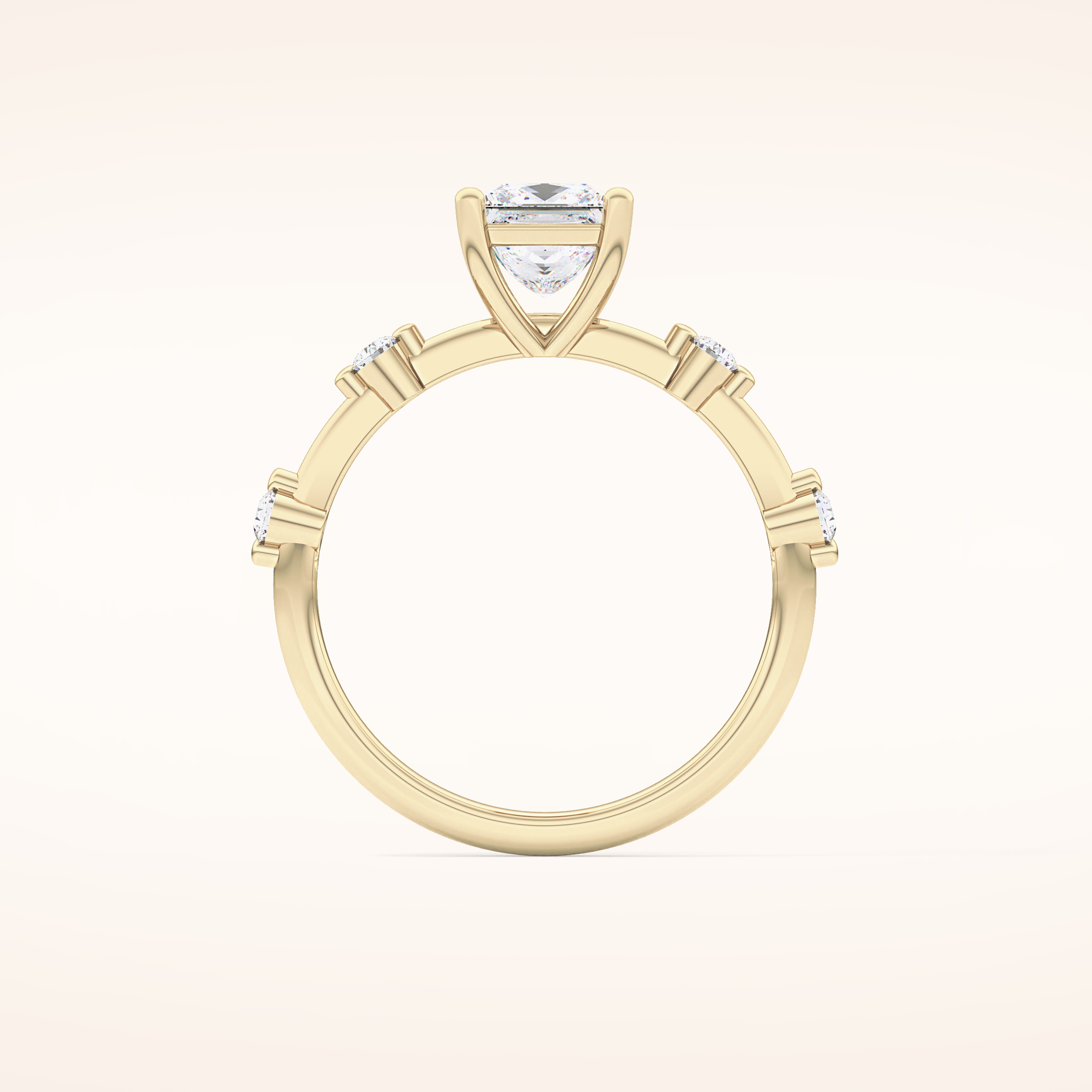 1.04 CT Princess Shaped Dainty Pave Moissanite Engagement Ring