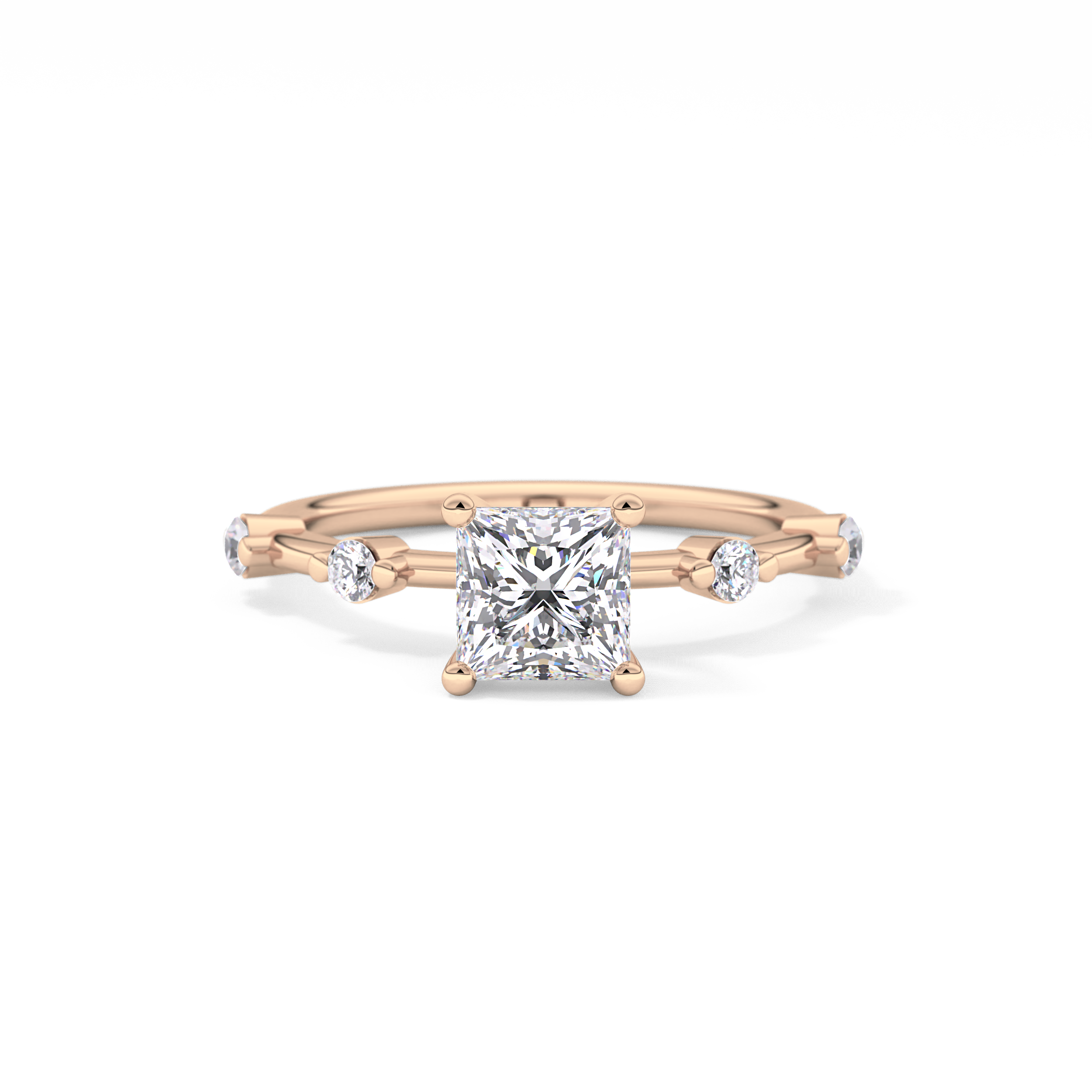 Princess Dainty Pave Lab Grown Diamond Engagement Ring