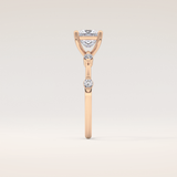 1.04 CT Princess Shaped Dainty Pave Moissanite Engagement Ring