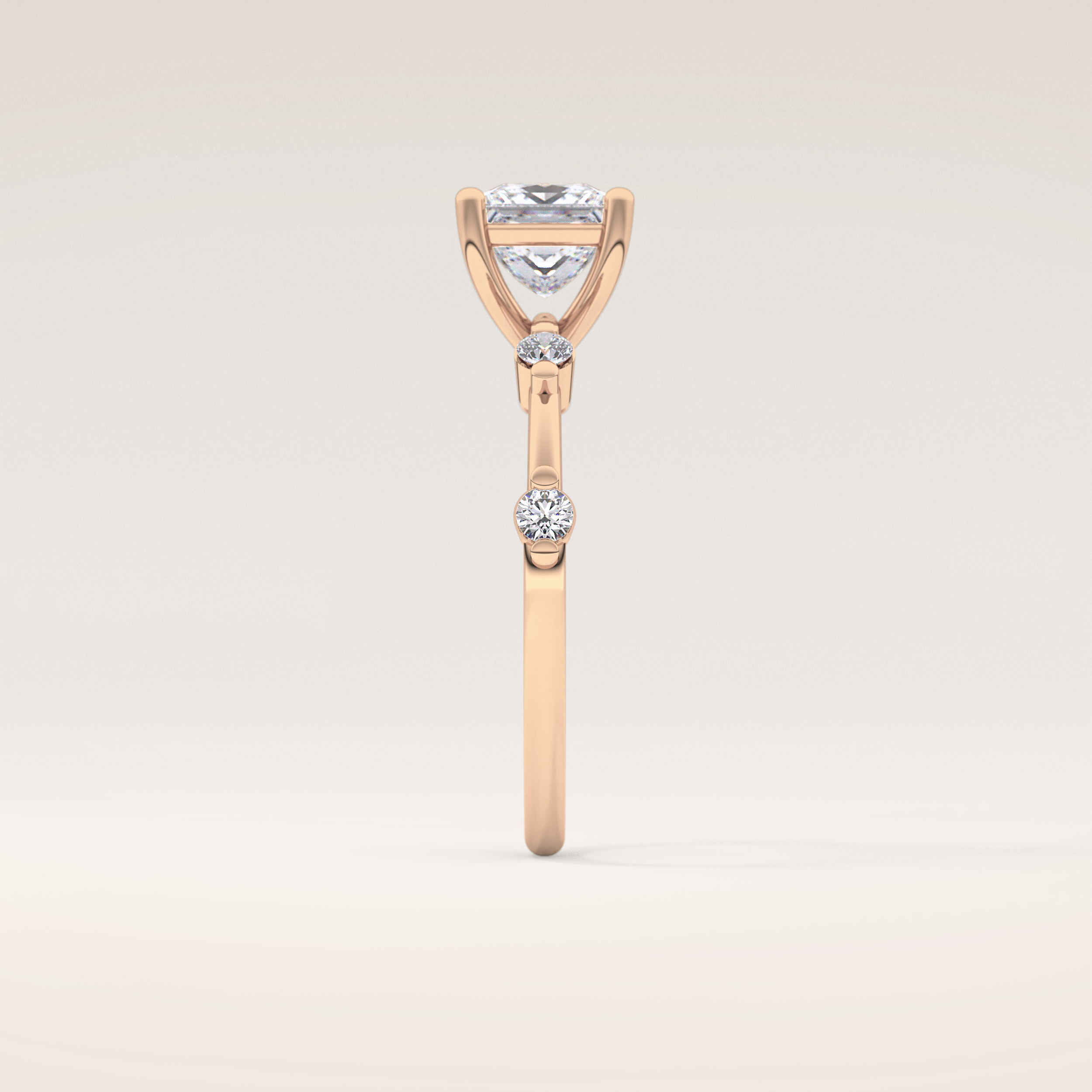 1.04 CT Princess Shaped Dainty Pave Moissanite Engagement Ring