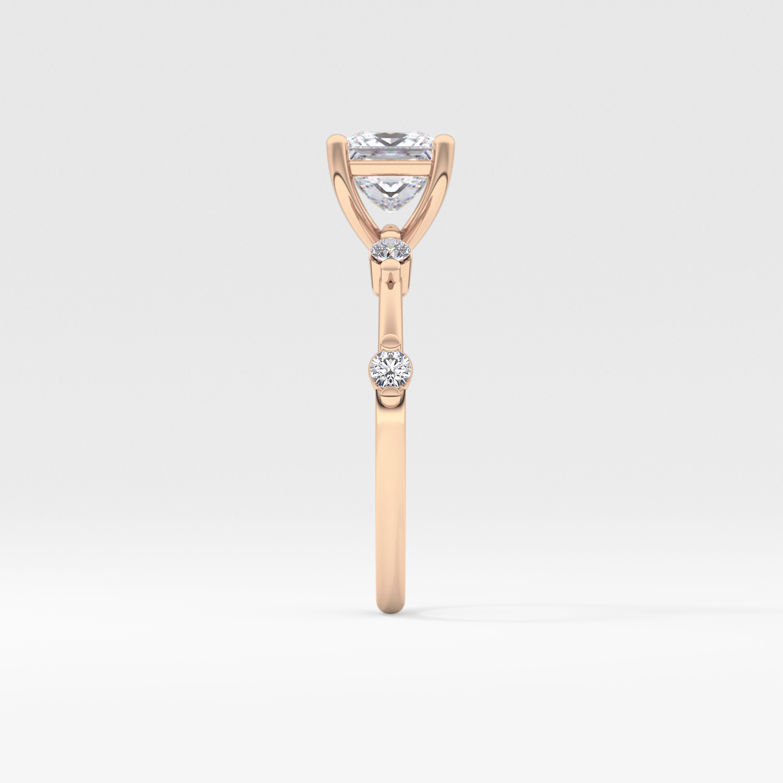 Princess Dainty Pave Lab Grown Diamond Engagement Ring