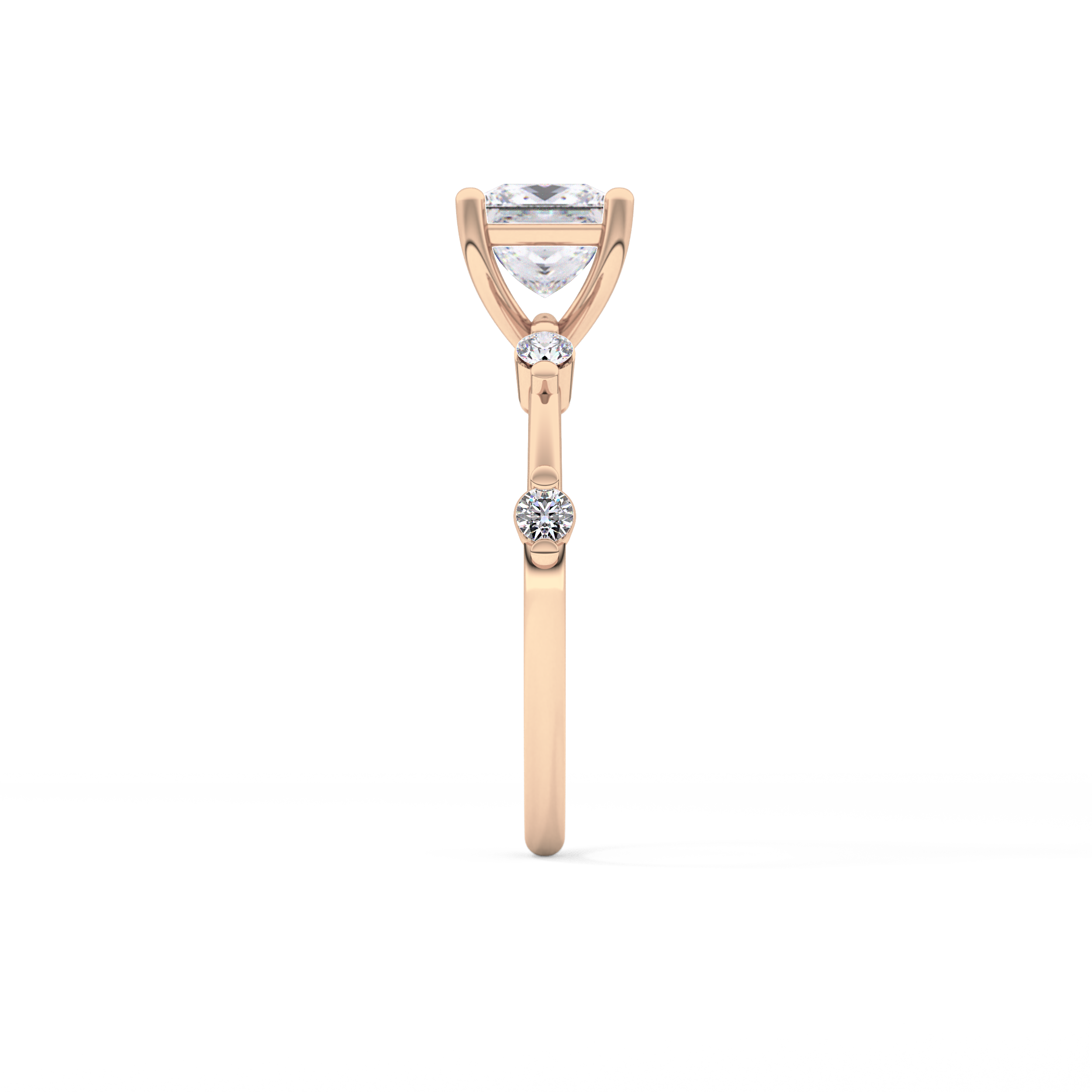 Princess Dainty Pave Lab Grown Diamond Engagement Ring