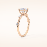 1.04 CT Princess Shaped Dainty Pave Moissanite Engagement Ring