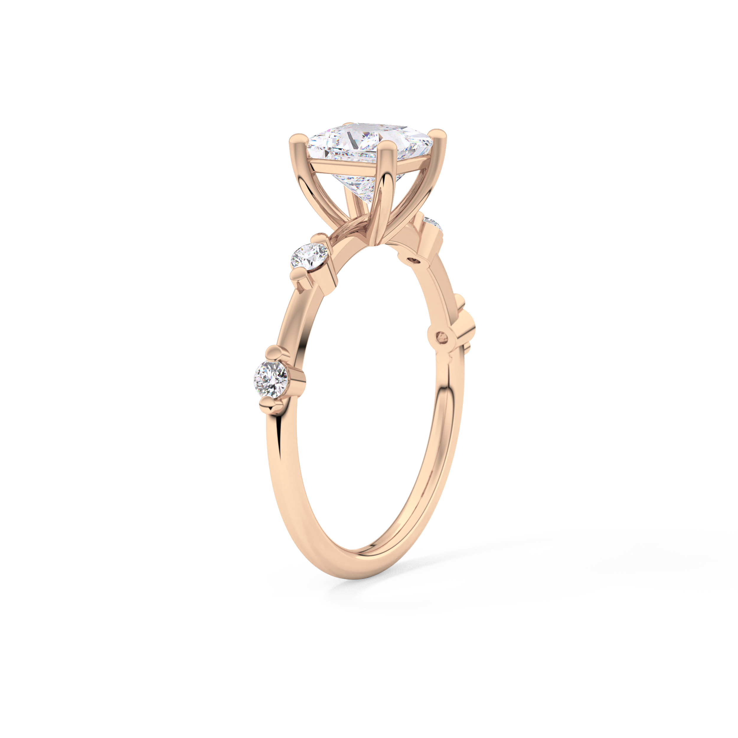 Princess Dainty Pave Lab Grown Diamond Engagement Ring