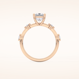 1.04 CT Princess Shaped Dainty Pave Moissanite Engagement Ring