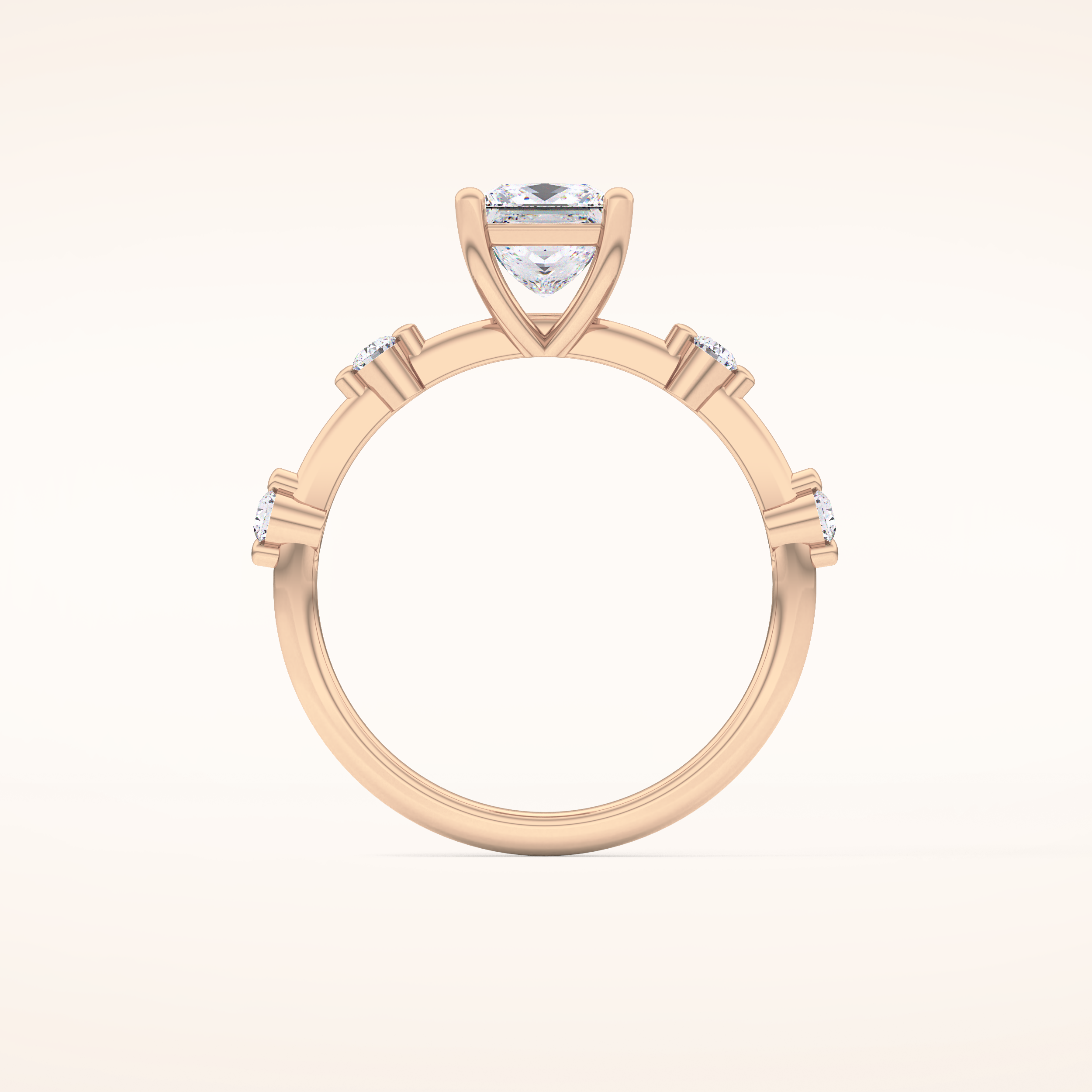 1.04 CT Princess Shaped Dainty Pave Moissanite Engagement Ring