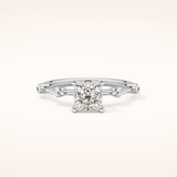 1.04 CT Princess Shaped Dainty Pave Moissanite Engagement Ring