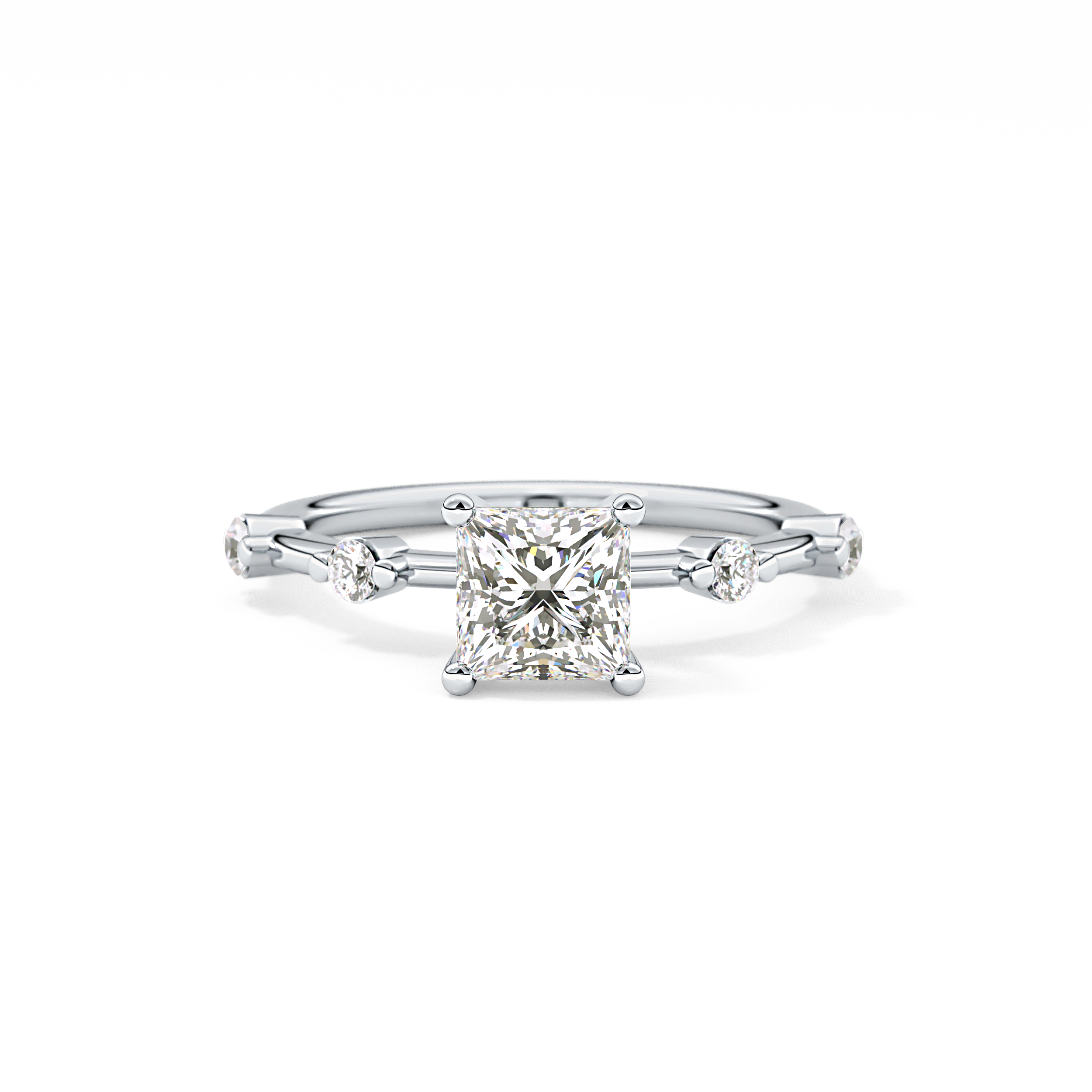 Princess Dainty Pave Lab Grown Diamond Engagement Ring