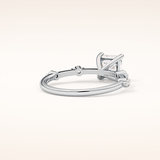 1.04 CT Princess Shaped Dainty Pave Moissanite Engagement Ring