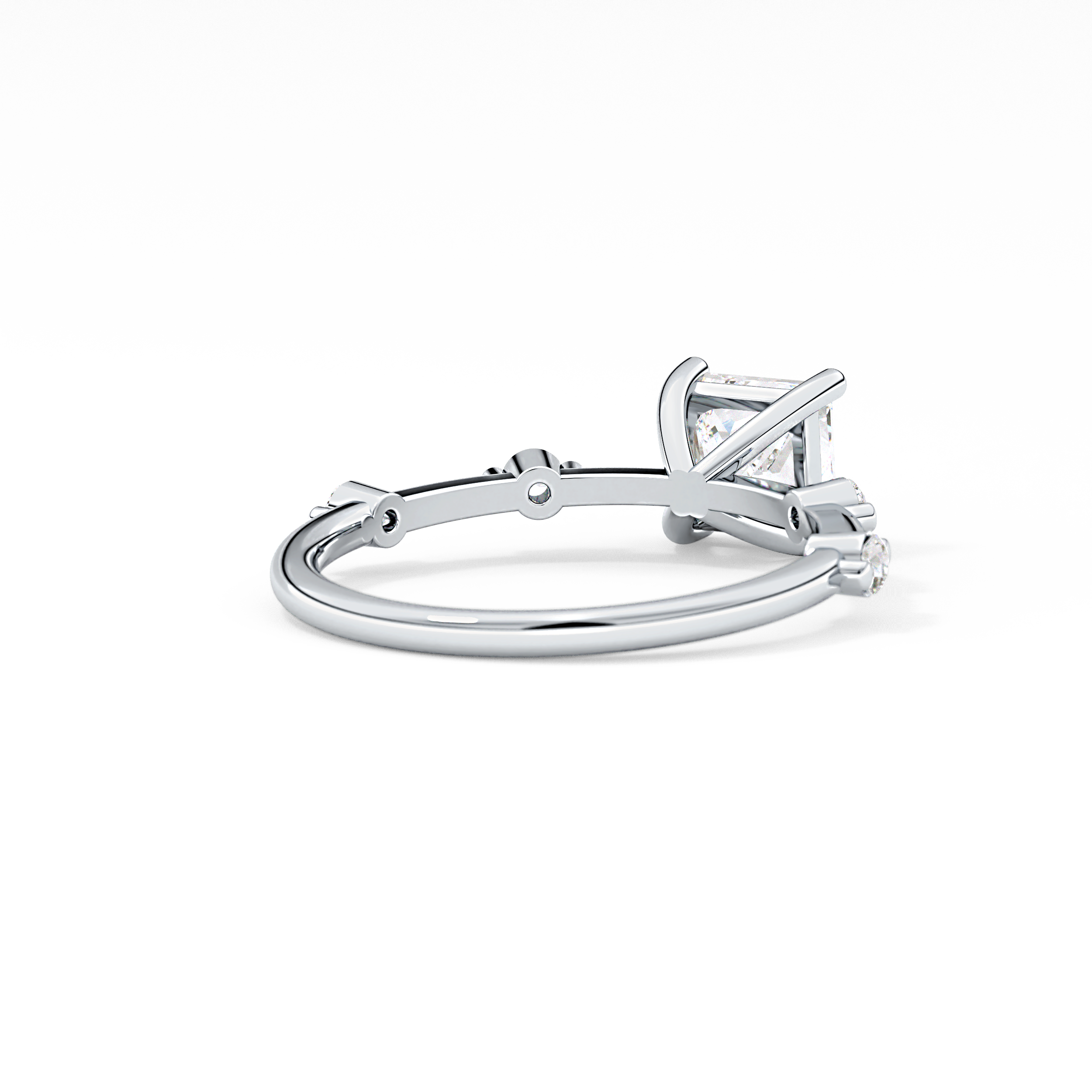 Princess Dainty Pave Lab Grown Diamond Engagement Ring