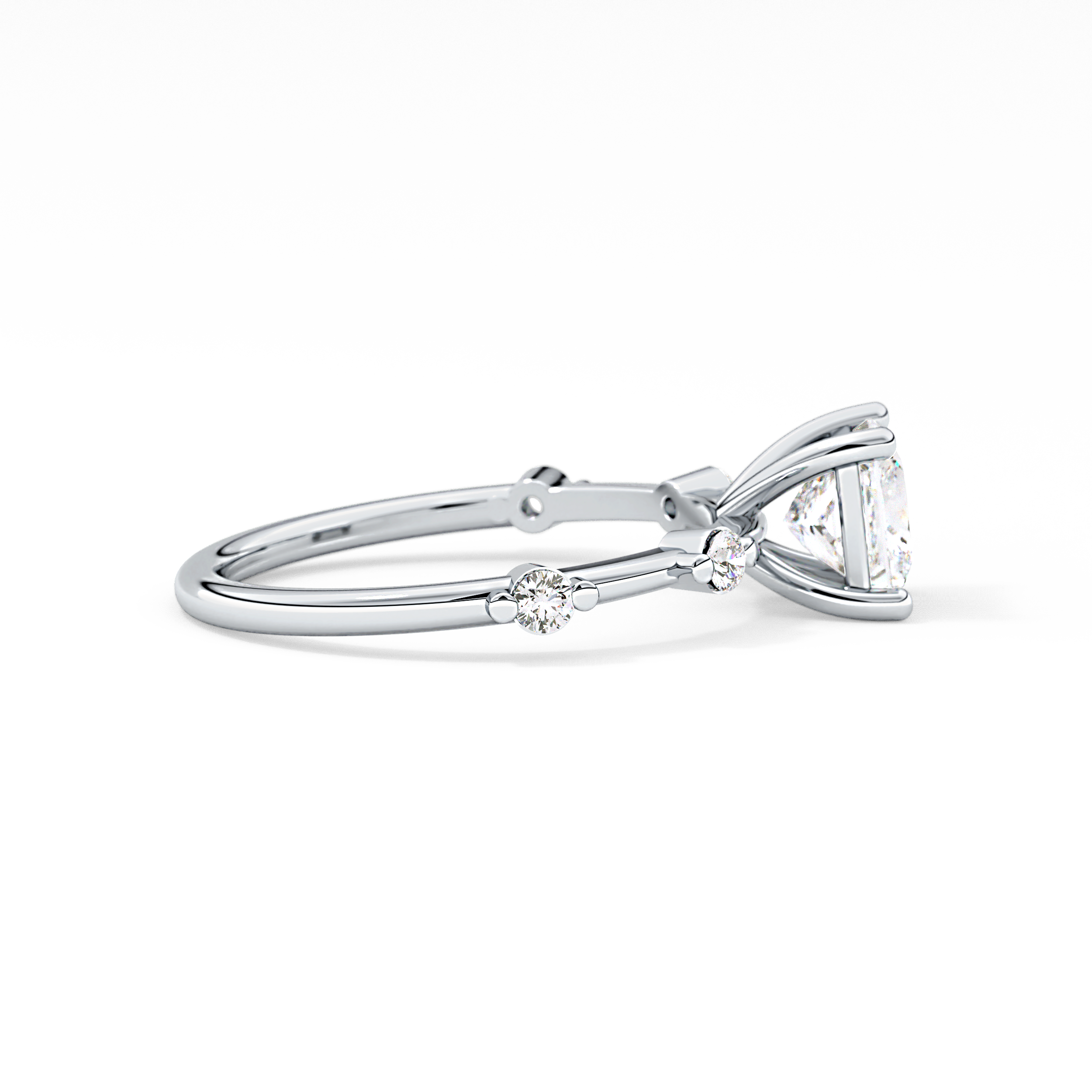 Princess Dainty Pave Lab Grown Diamond Engagement Ring