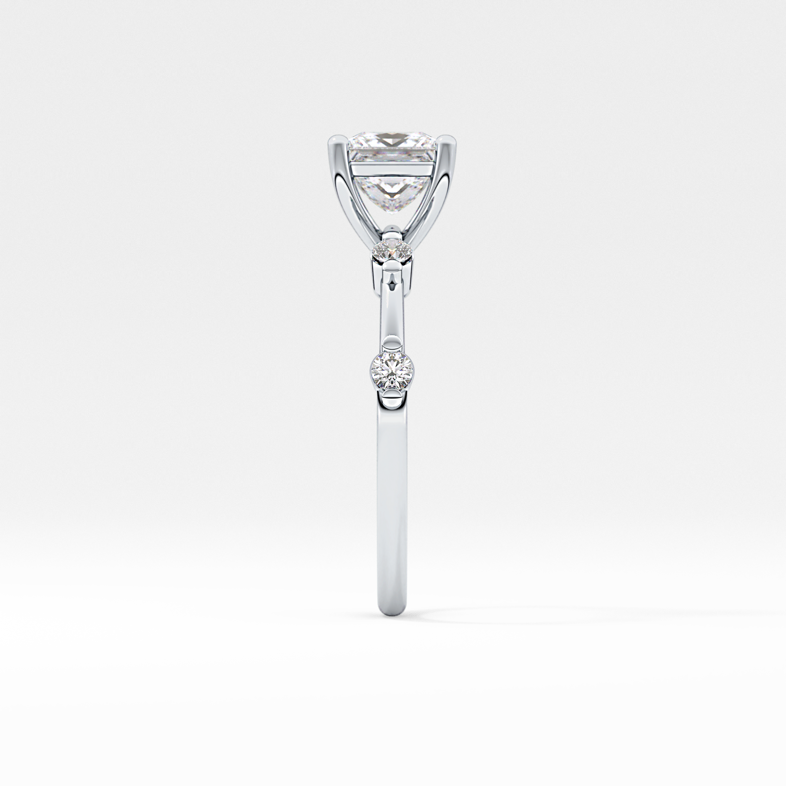 Princess Dainty Pave Lab Grown Diamond Engagement Ring