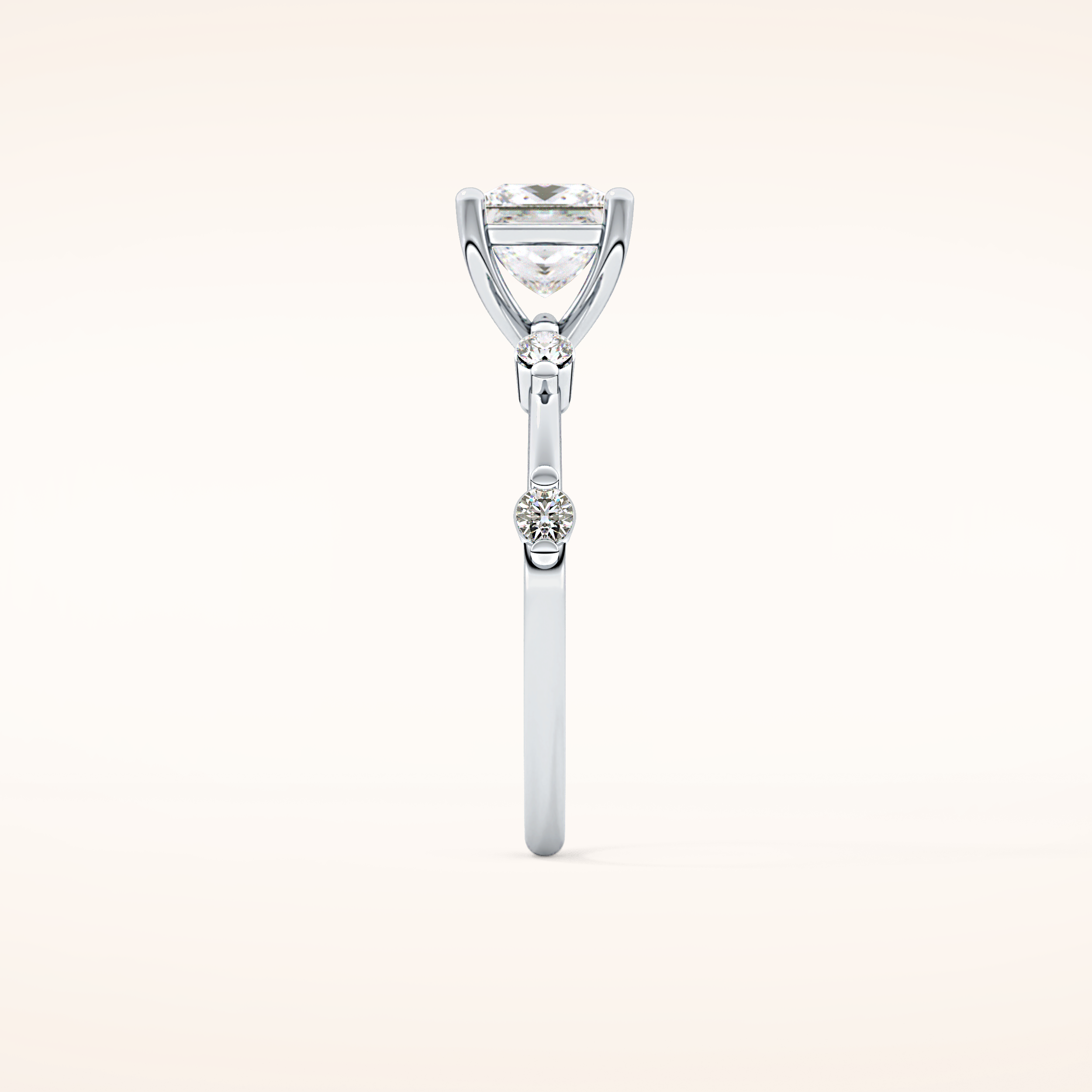 1.04 CT Princess Shaped Dainty Pave Moissanite Engagement Ring