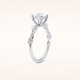 1.04 CT Princess Shaped Dainty Pave Moissanite Engagement Ring