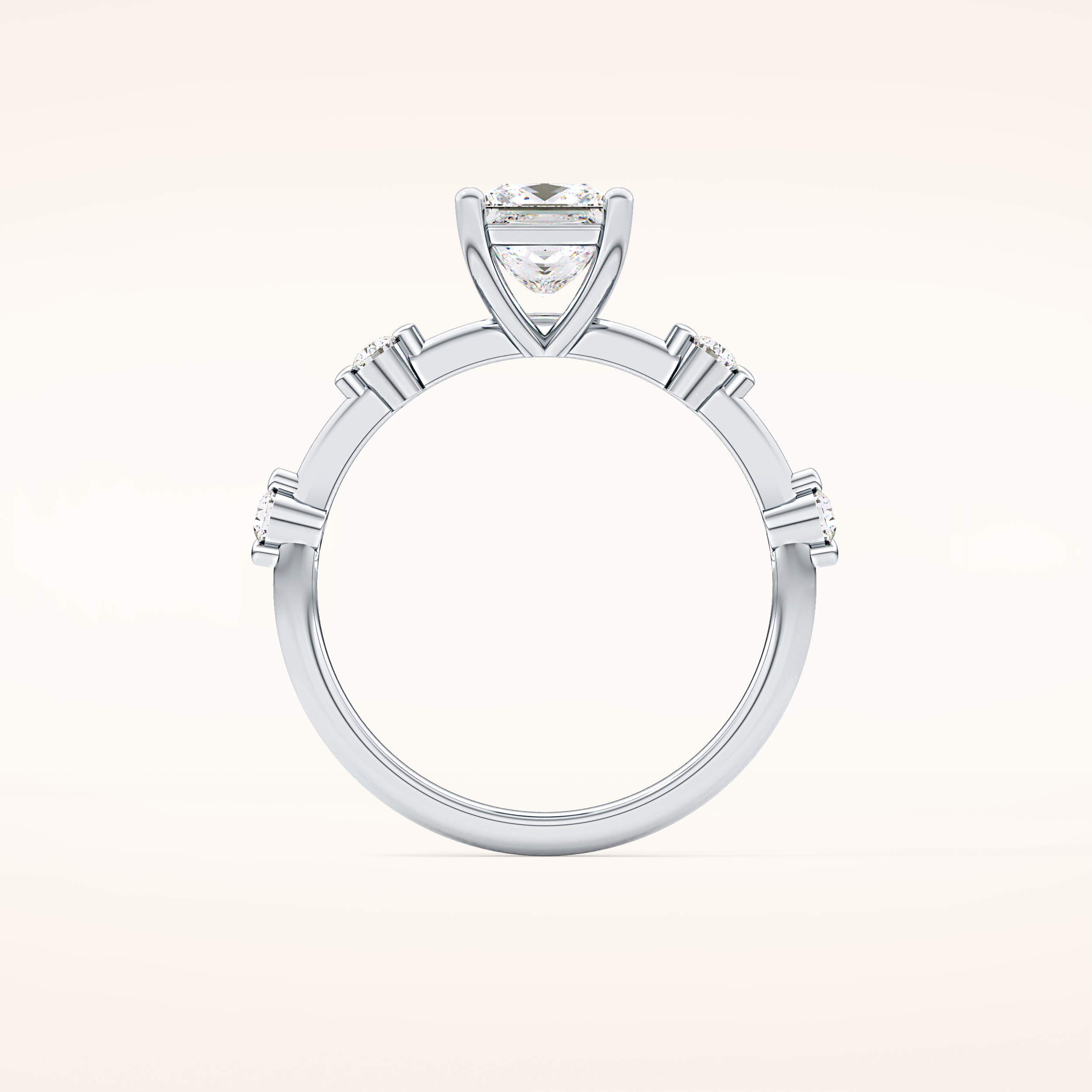 1.04 CT Princess Shaped Dainty Pave Moissanite Engagement Ring