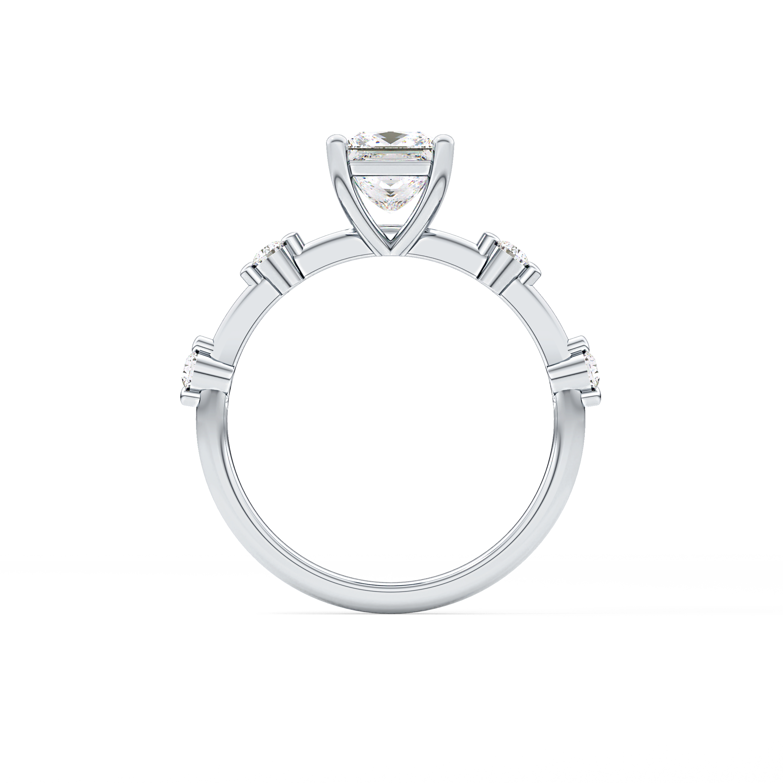 Princess Dainty Pave Lab Grown Diamond Engagement Ring