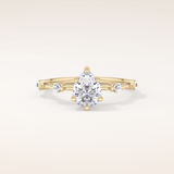 0.88 CT Pear Shaped Dainty Pave Moissanite Engagement Ring