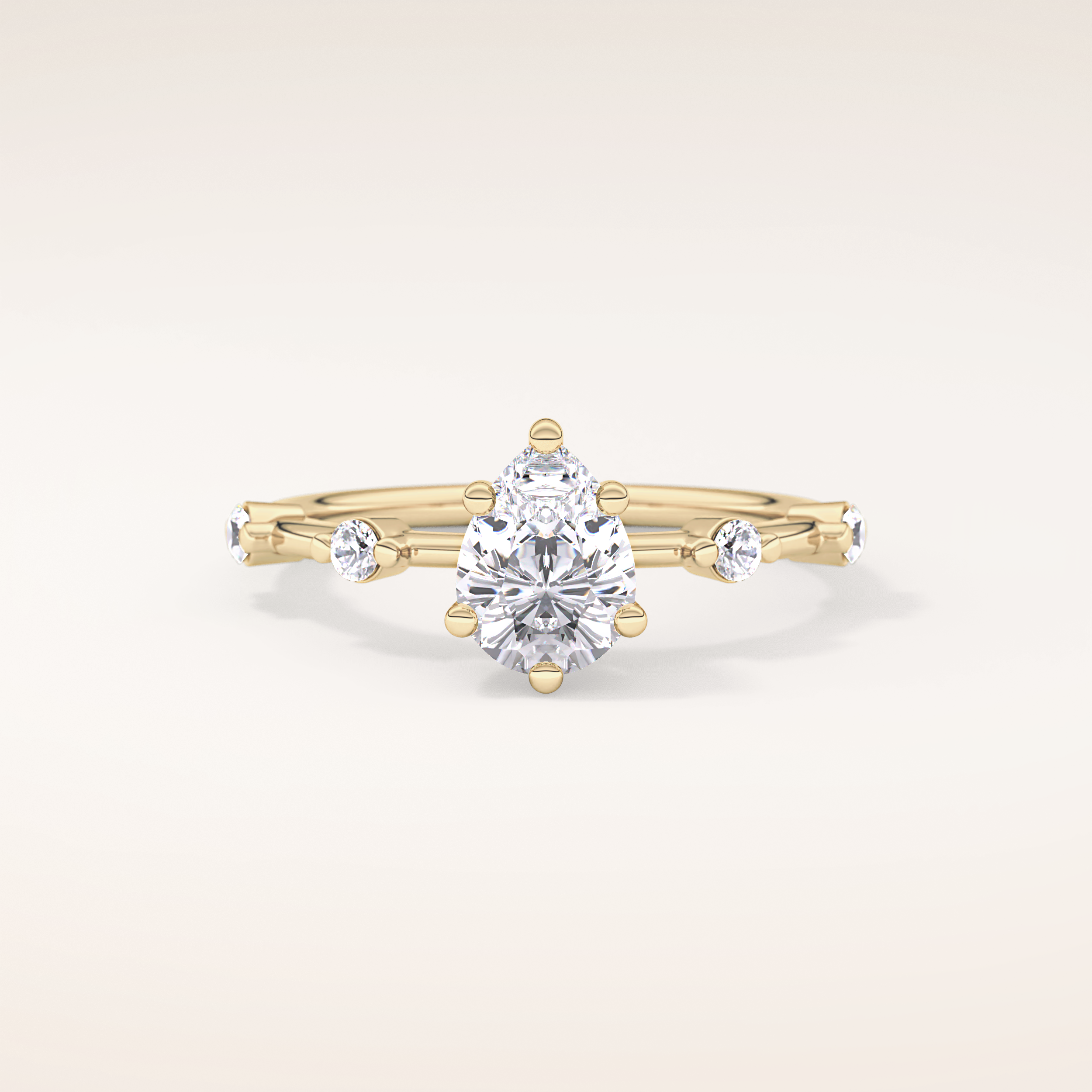 0.88 CT Pear Shaped Dainty Pave Moissanite Engagement Ring