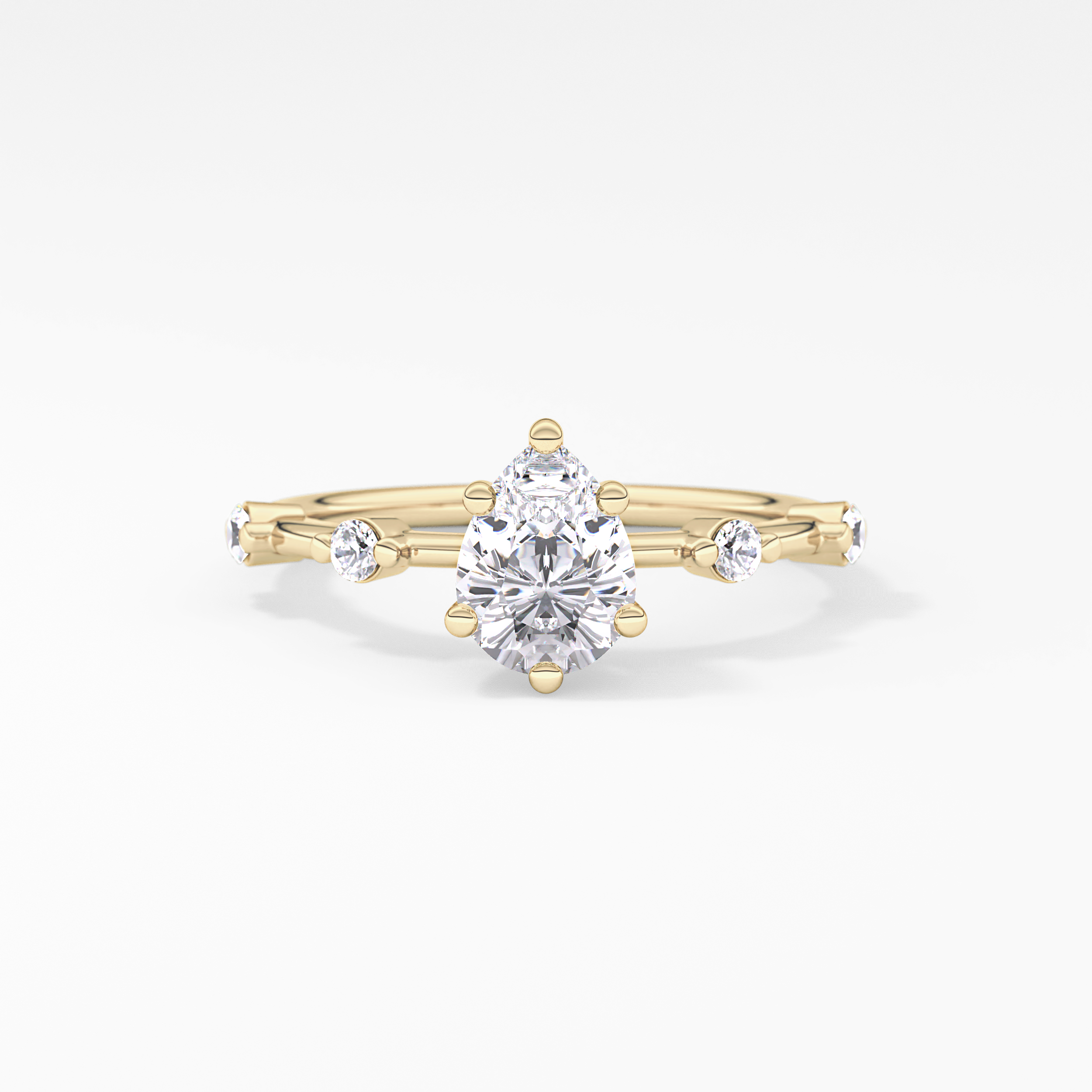 Pear Dainty Pave Lab Grown Diamond Engagement Ring