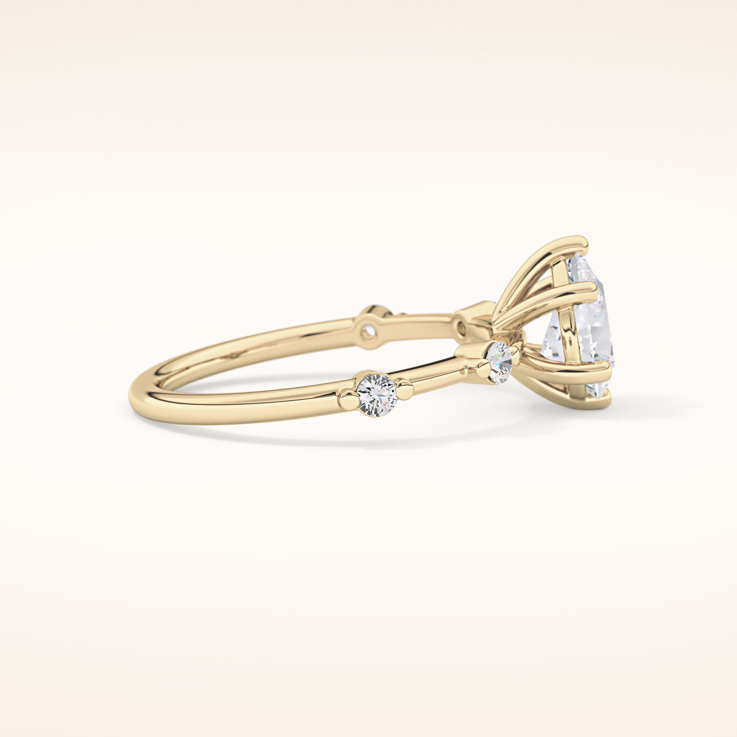 0.88 CT Pear Shaped Dainty Pave Moissanite Engagement Ring