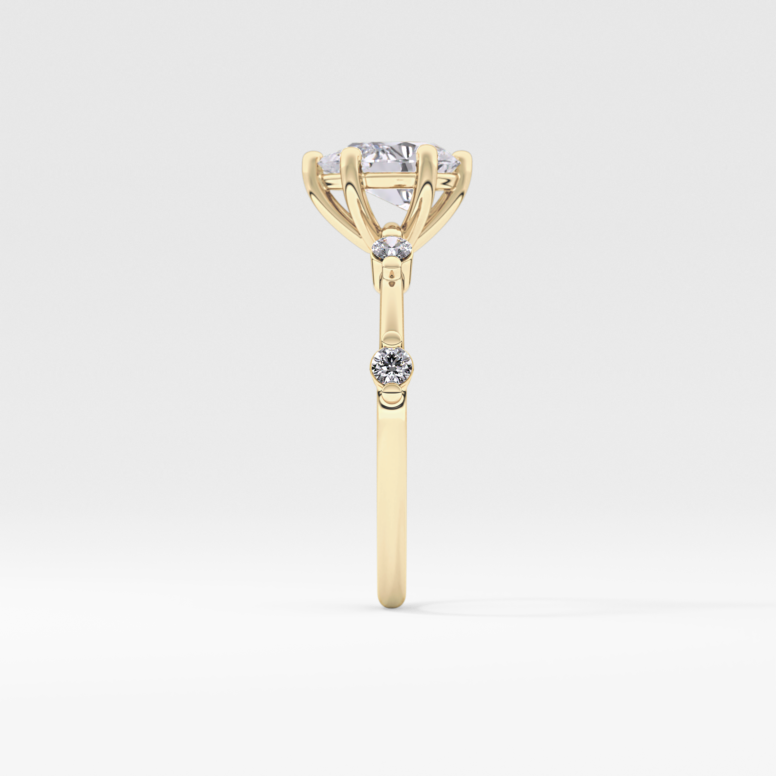 Pear Dainty Pave Lab Grown Diamond Engagement Ring