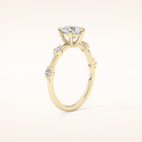 0.88 CT Pear Shaped Dainty Pave Moissanite Engagement Ring