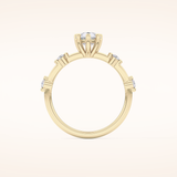 0.88 CT Pear Shaped Dainty Pave Moissanite Engagement Ring