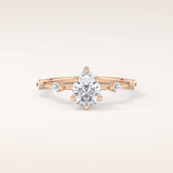0.88 CT Pear Shaped Dainty Pave Moissanite Engagement Ring