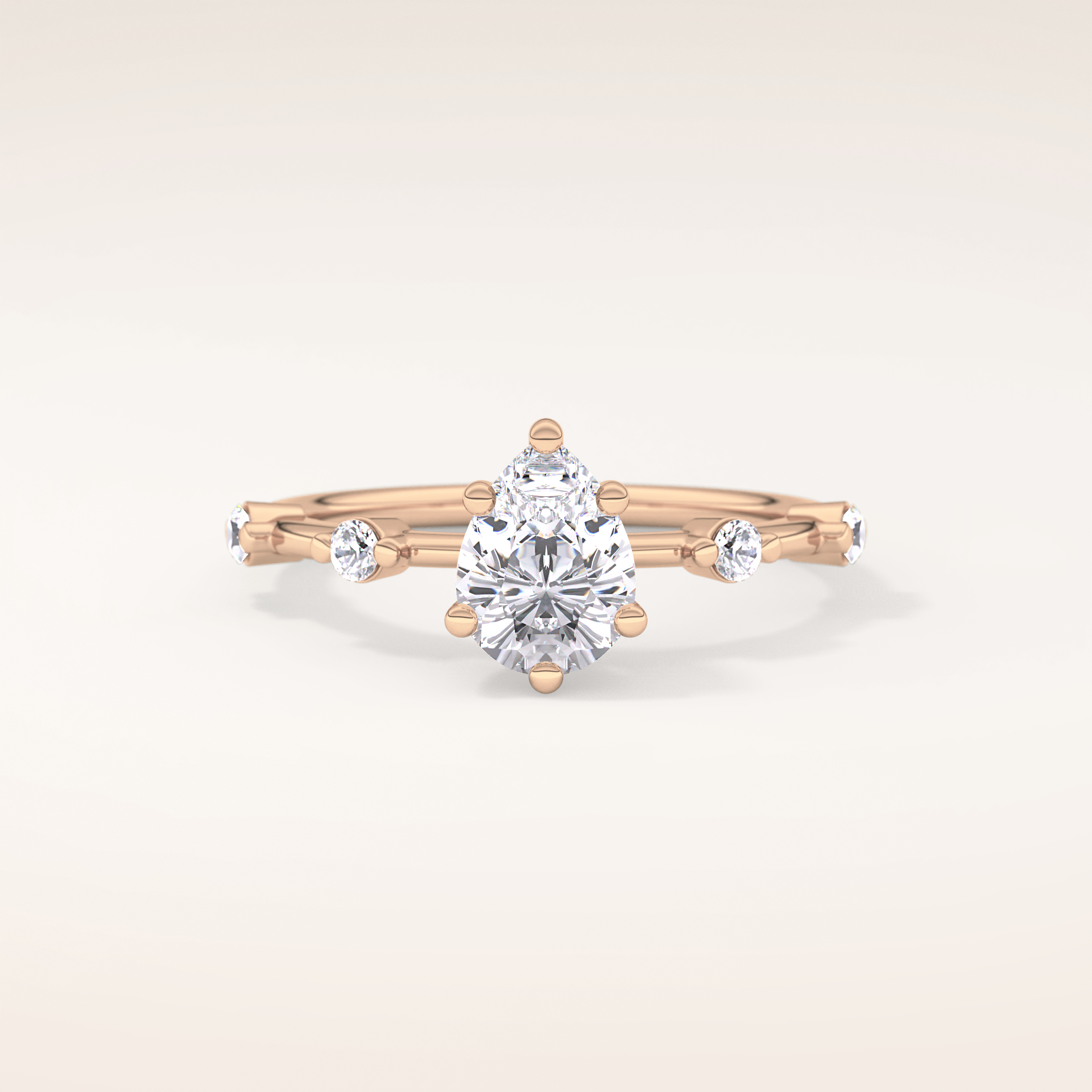 0.88 CT Pear Shaped Dainty Pave Moissanite Engagement Ring