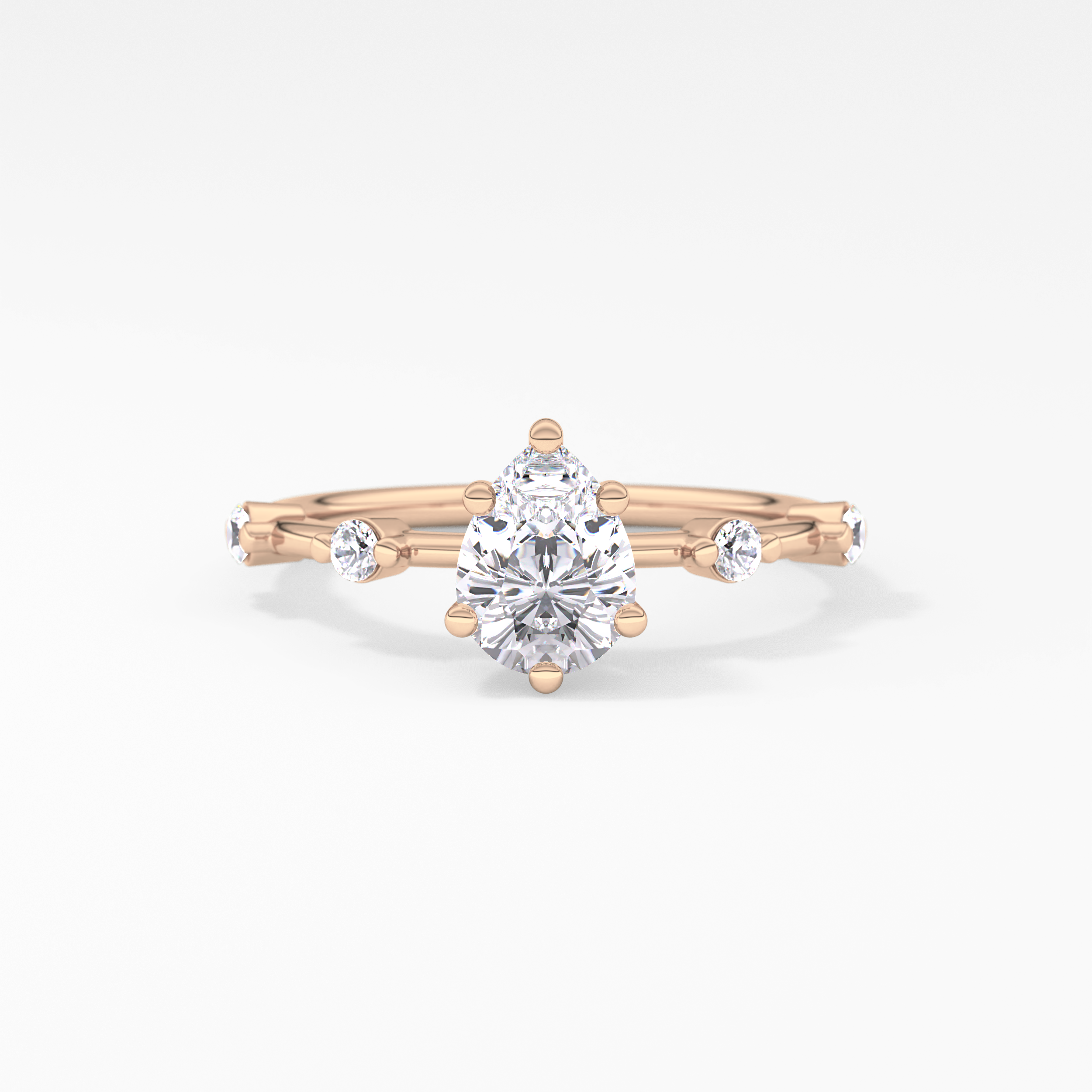 Pear Dainty Pave Lab Grown Diamond Engagement Ring