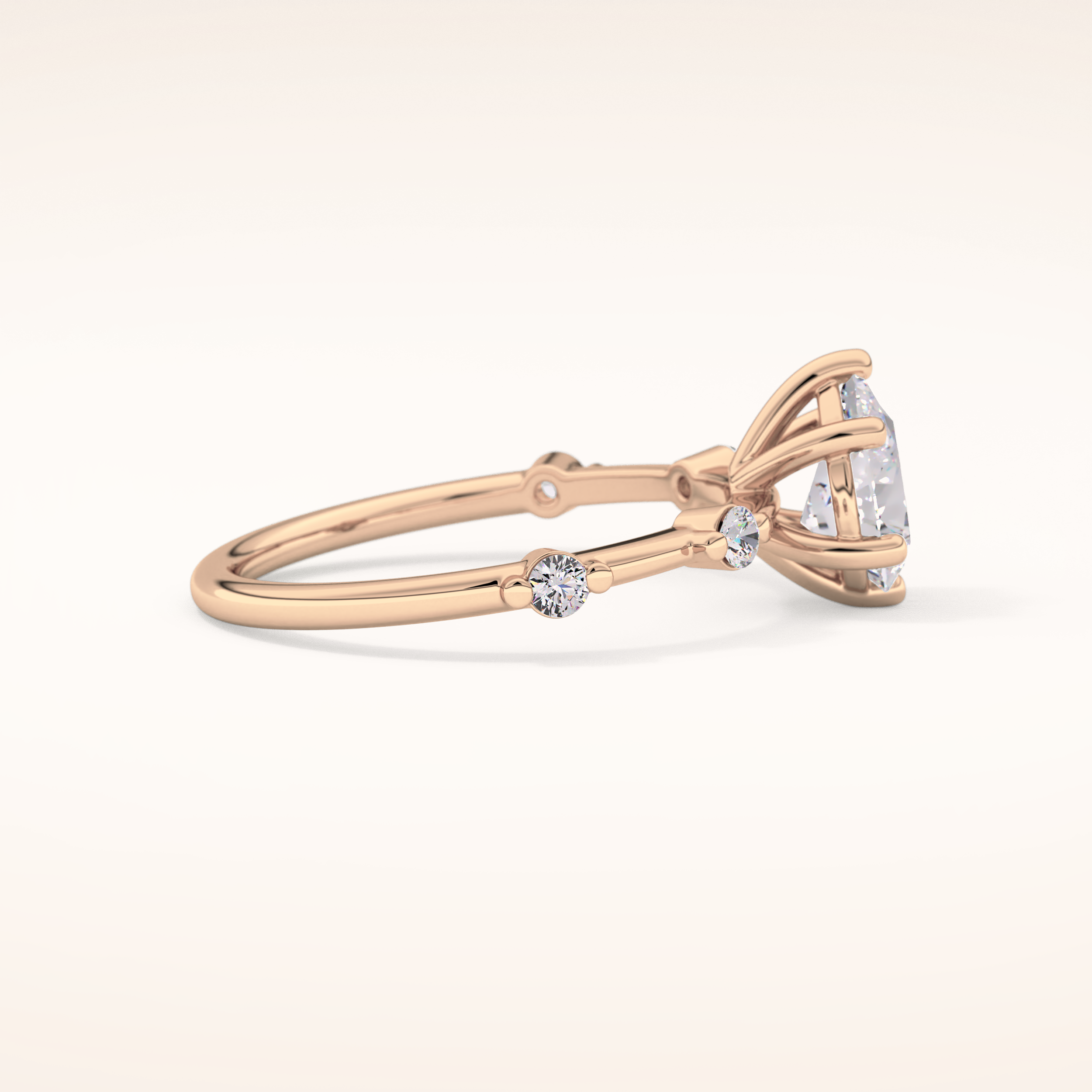 0.88 CT Pear Shaped Dainty Pave Moissanite Engagement Ring