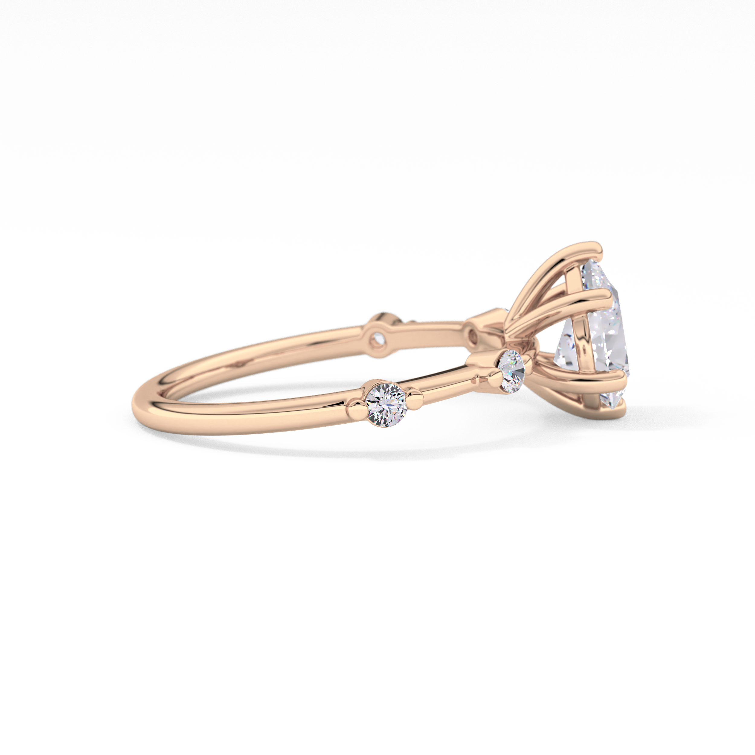 Pear Dainty Pave Lab Grown Diamond Engagement Ring