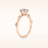 0.88 CT Pear Shaped Dainty Pave Moissanite Engagement Ring