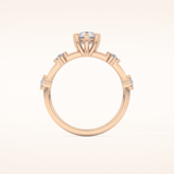 0.88 CT Pear Shaped Dainty Pave Moissanite Engagement Ring