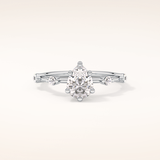 0.88 CT Pear Shaped Dainty Pave Moissanite Engagement Ring