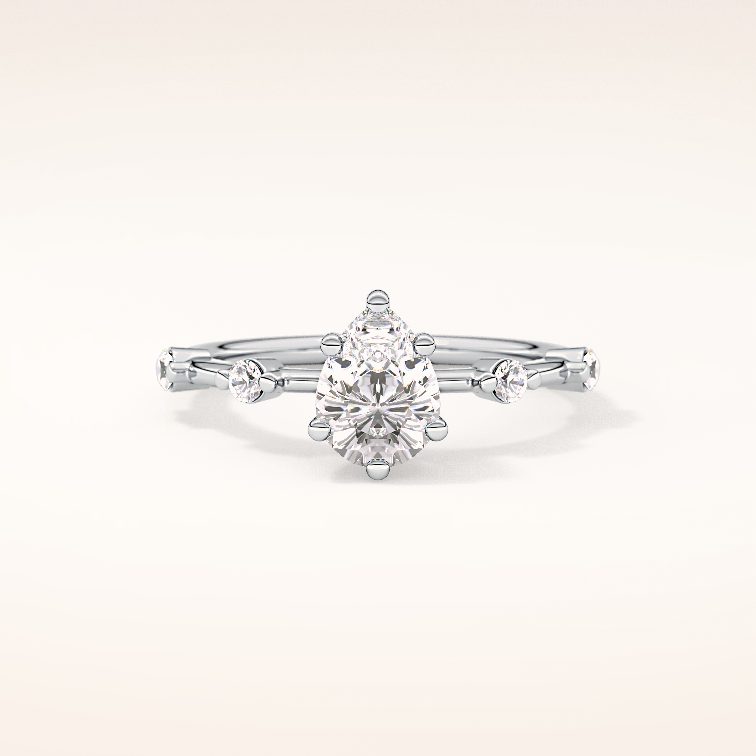 0.88 CT Pear Shaped Dainty Pave Moissanite Engagement Ring